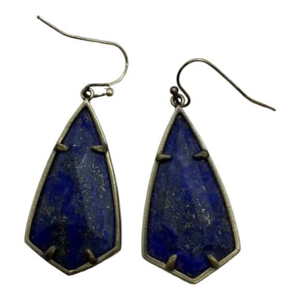 Kendra Scott Carla Drop Dangle Earrings Antique Brass Blue Lapis